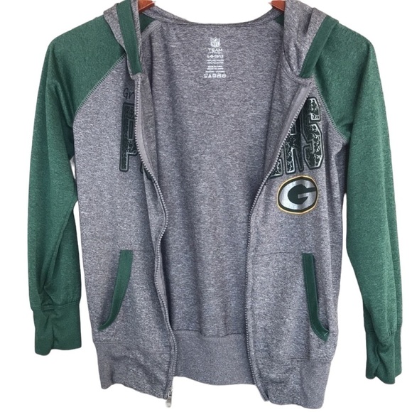NFL Team Apparel Green Bay Packers Football Hooded Lightweight Jacket - Picture 6 of 11